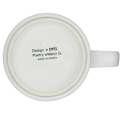Bottom view of LORI Poetry Name Mug Papel showcasing design details and made in Korea label