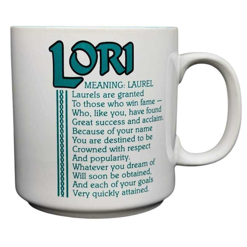 LORI Poetry Name Mug Papel with inspirational meaning and elegant design for gift giving