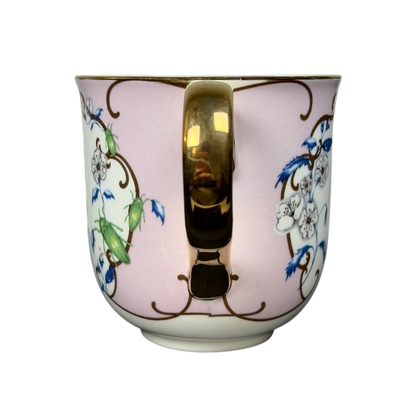 Lou Rota Nature Table Monogram Initial Mug Anthropologie with Floral Design and Gold Handle