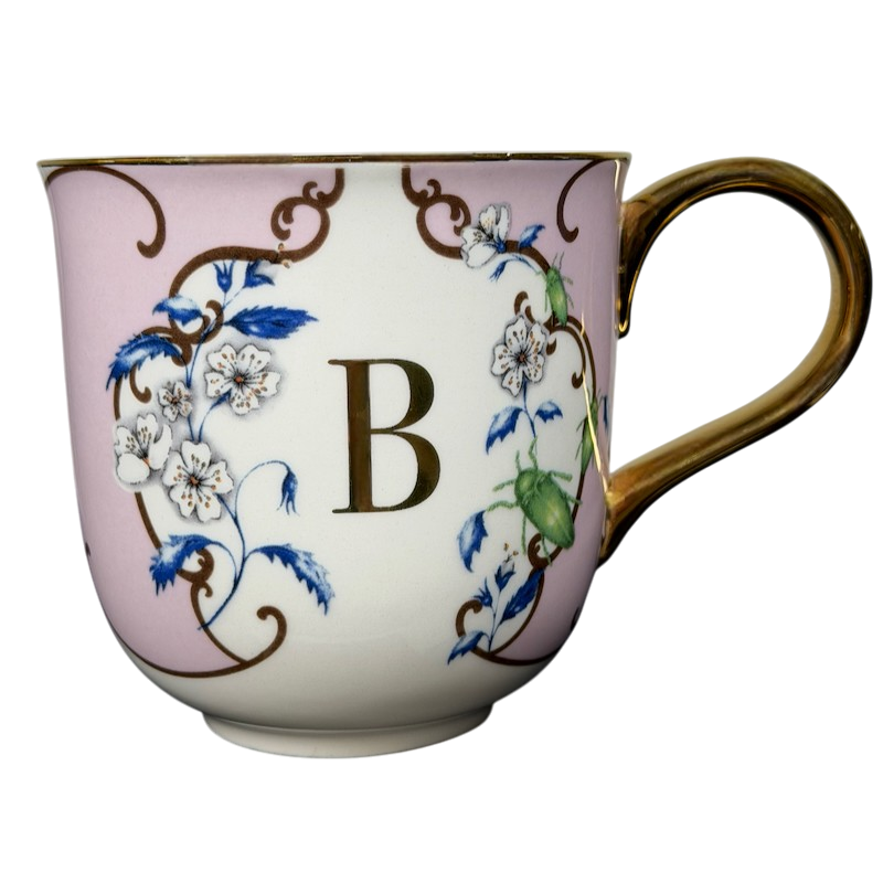 Lou Rota Nature Table Monogram Initial Mug Anthropologie with elegant floral design and gold accents