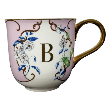 Lou Rota Nature Table Monogram Initial Mug Anthropologie with elegant floral design and gold accents