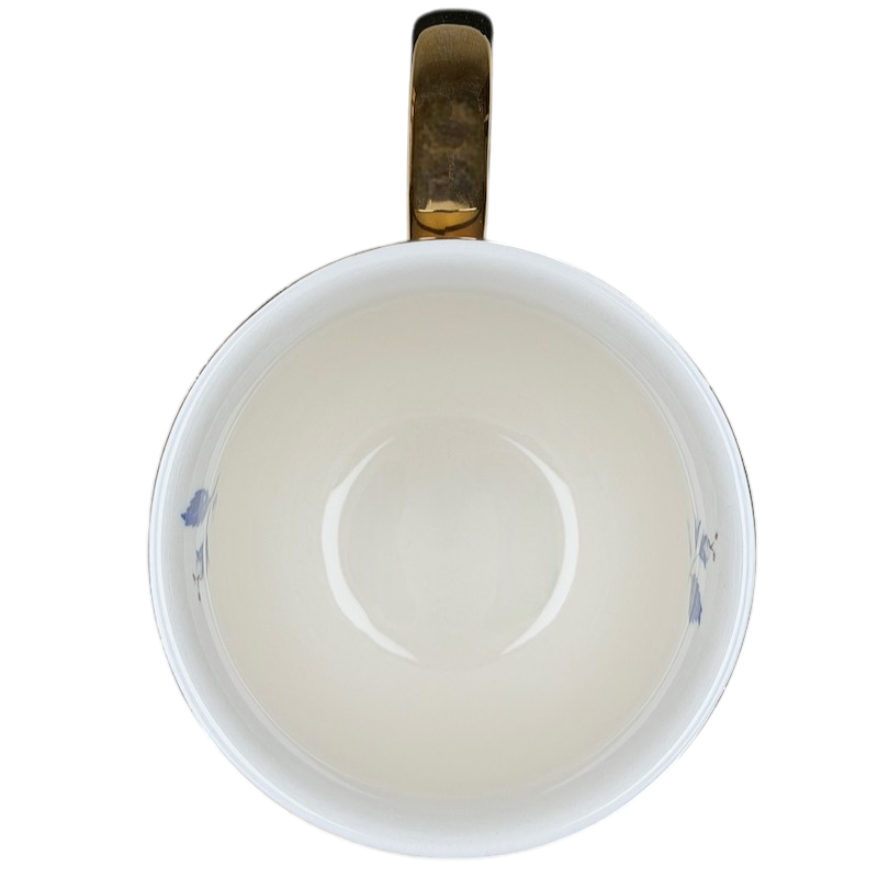 Lou Rota Nature Table Monogram Initial Mug Anthropologie with a gold handle and delicate floral design