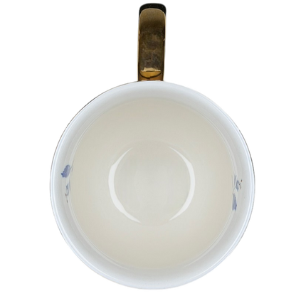 Lou Rota Nature Table Monogram Initial Mug Anthropologie with a gold handle and delicate floral design