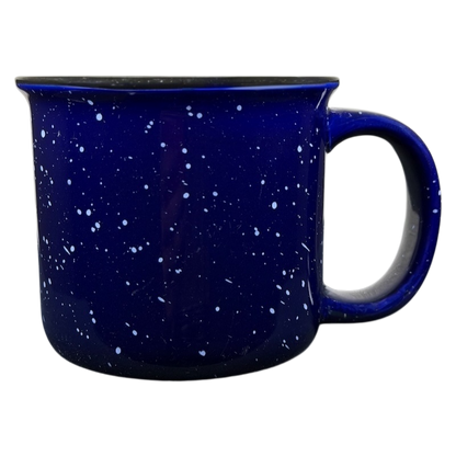 Blue speckled enamel Louder With Crowder Mug for coffee and tea lovers