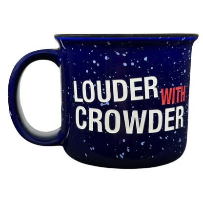 Louder With Crowder Mug in Navy Blue with Bold White Text for Fans of the Podcast