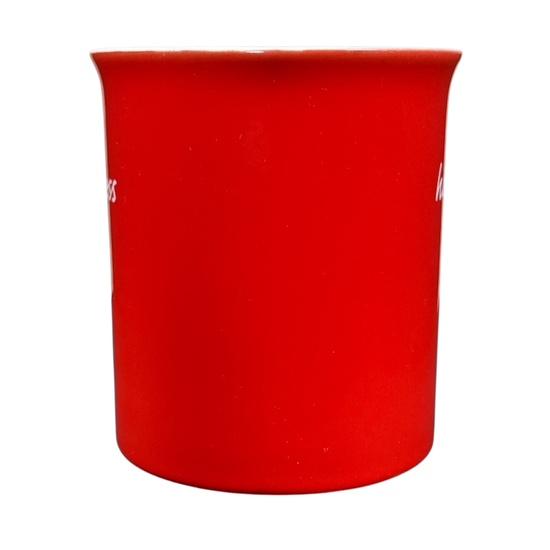 Red ceramic mug with smooth matte finish on black background hot mess Love Your Mug for morning coffee