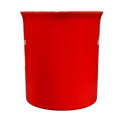 Red ceramic mug with smooth matte finish on black background hot mess Love Your Mug for morning coffee