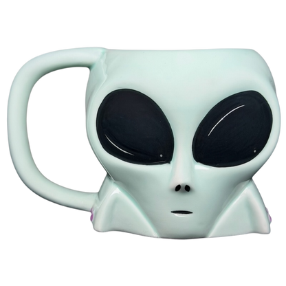 Lyon Motion Products vintage alien mug with a unique alien face design and large black eyes