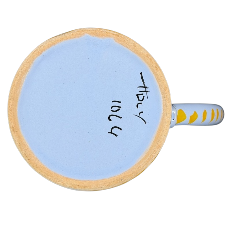 Bottom view of a Floral Hand-Painted Made in Italy Pottery Mug showcasing artisan craftsmanship