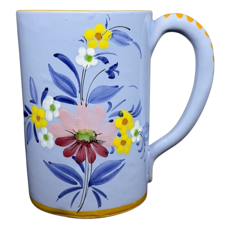 Floral Hand-Painted Made in Italy Pottery Mug with vibrant flower designs and a comfortable handle