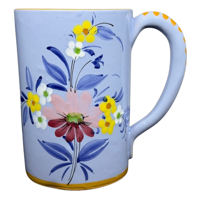 Floral Hand-Painted Made in Italy Pottery Mug with vibrant flower designs and a comfortable handle