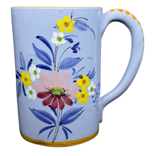 Floral Hand-Painted Made in Italy Pottery Mug with vibrant flower designs and a comfortable handle