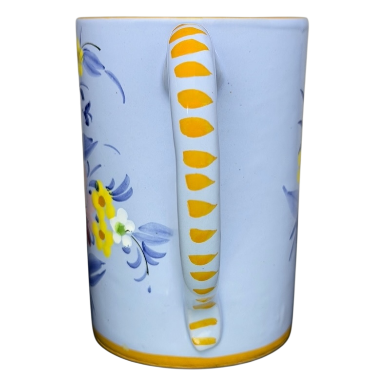 Floral Hand-Painted Made in Italy Pottery Mug with Elegant Design and Unique Handle