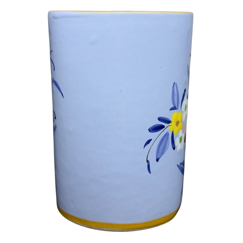 Floral Hand-Painted Made in Italy Pottery Mug with Blue and Yellow Flower Design