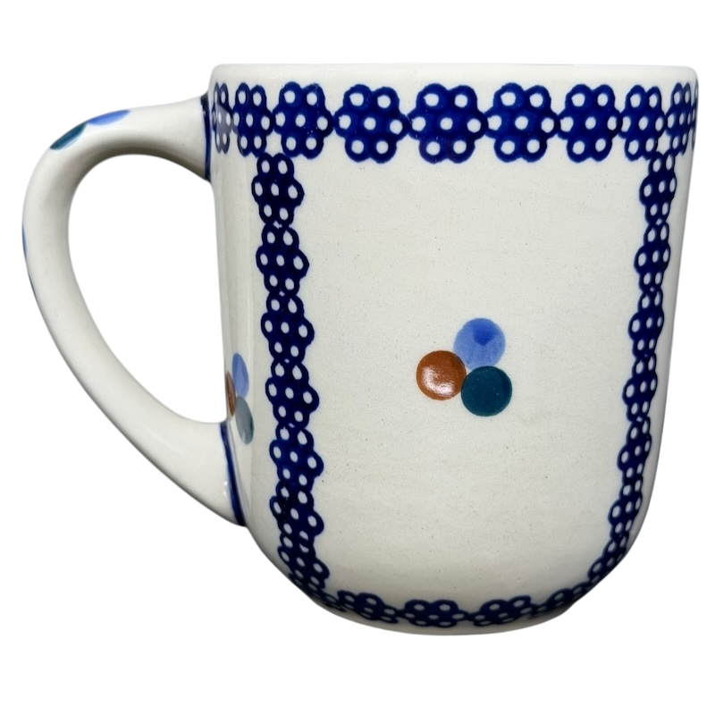 Polish Pottery Boleslawiec Blue Geometric Circles Mug Manufaktura with decorative patterns and sturdy handle