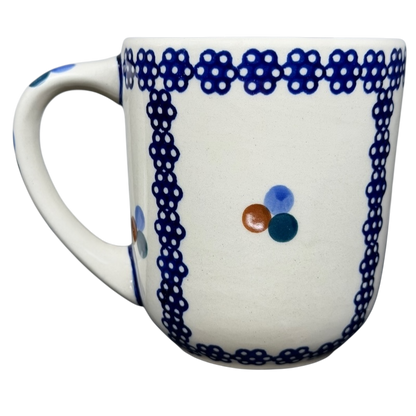 Polish Pottery Boleslawiec Blue Geometric Circles Mug Manufaktura with decorative patterns and sturdy handle