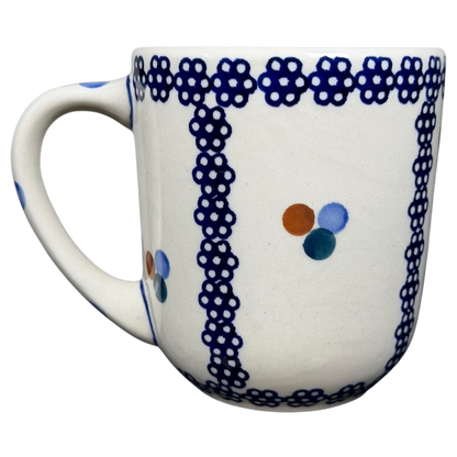 Polish Pottery Boleslawiec Blue Geometric Circles Mug Manufaktura with intricate blue patterns