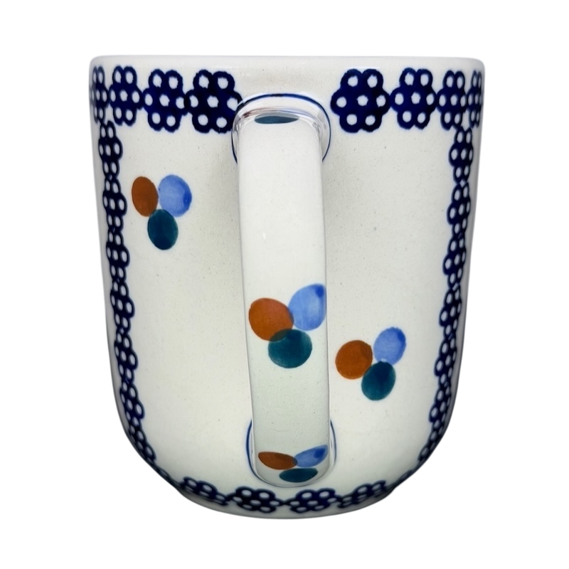 Polish Pottery Boleslawiec Blue Geometric Circles Mug Manufaktura with decorative patterns and handle