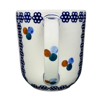 Polish Pottery Boleslawiec Blue Geometric Circles Mug Manufaktura featuring colorful dotted design