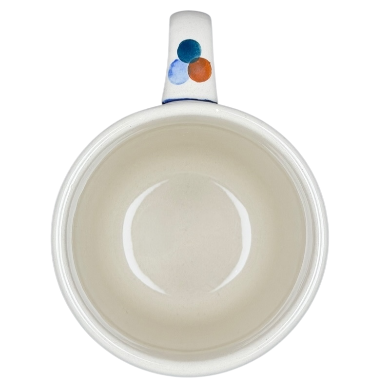 Polish Pottery Boleslawiec Blue Geometric Circles Mug Manufaktura with a smooth, unglazed interior