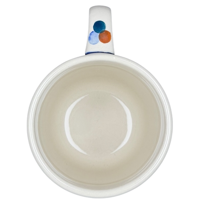 Polish Pottery Boleslawiec Blue Geometric Circles Mug Manufaktura with a smooth, unglazed interior