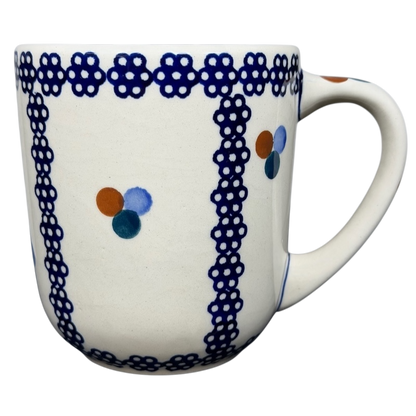 Polish Pottery Boleslawiec Blue Geometric Circles Mug Manufaktura with intricate floral patterns