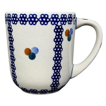 Polish Pottery Boleslawiec Blue Geometric Circles Mug Manufaktura with decorative pattern and handle