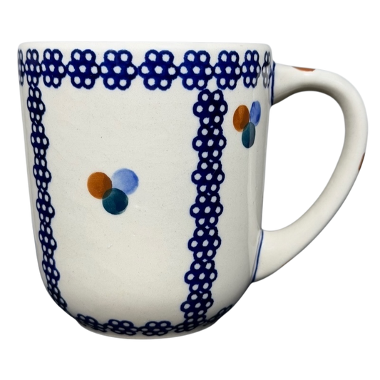 Polish Pottery Boleslawiec Blue Geometric Circles Mug Manufaktura with decorative pattern and handle