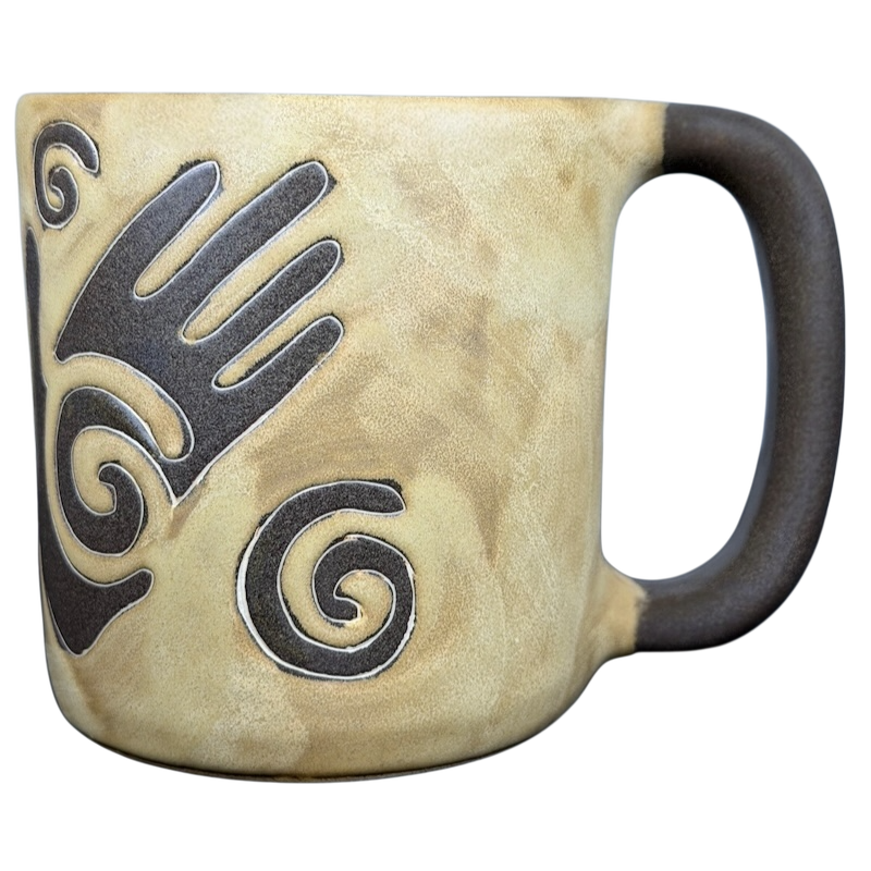 Mara Mexico Hopi healing hand collectible mug featuring intricate designs and a unique finish