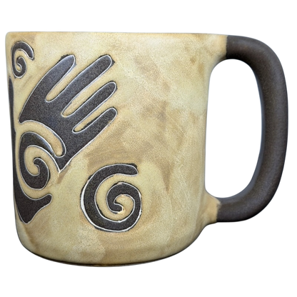 Mara Mexico Hopi healing hand collectible mug featuring intricate designs and a unique finish