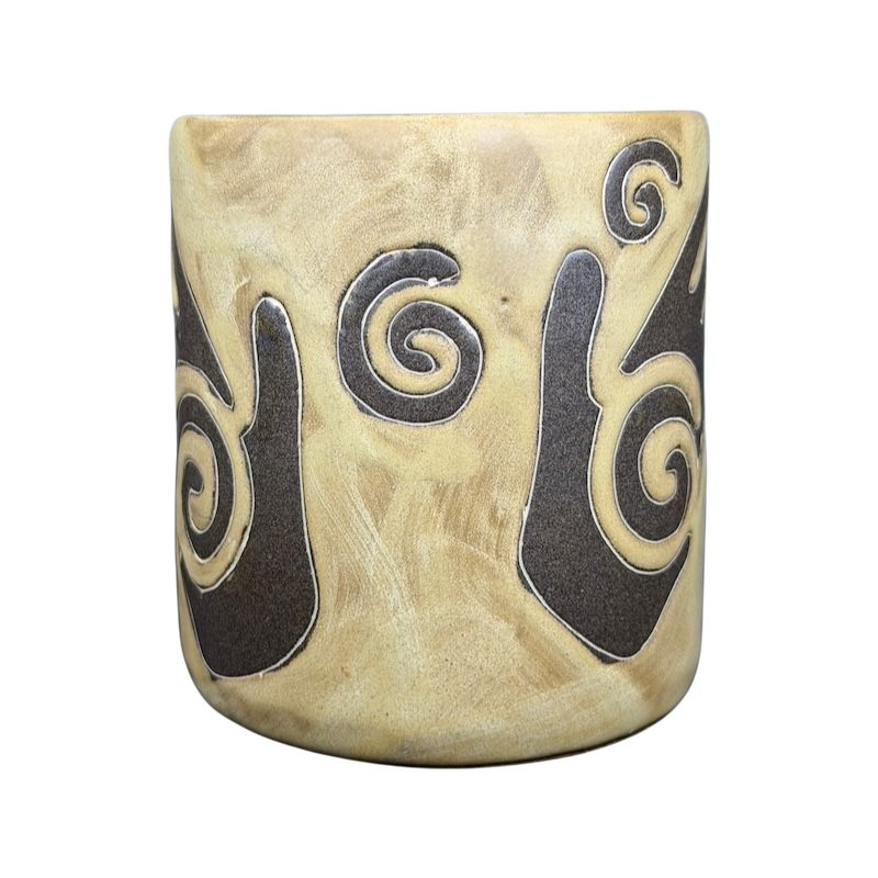 Mara Mexico Hopi healing hand collectible mug featuring intricate spiraled designs