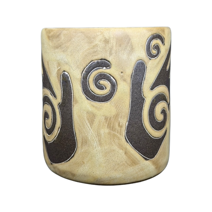 Mara Mexico Hopi healing hand collectible mug featuring intricate spiraled designs