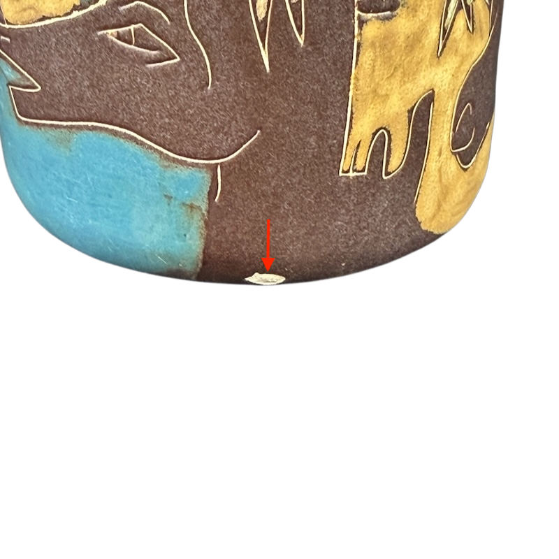 Mara Mexico pottery mug featuring a horse design with colorful artistic details