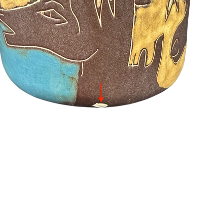 Mara Mexico pottery mug featuring a horse design with colorful artistic details
