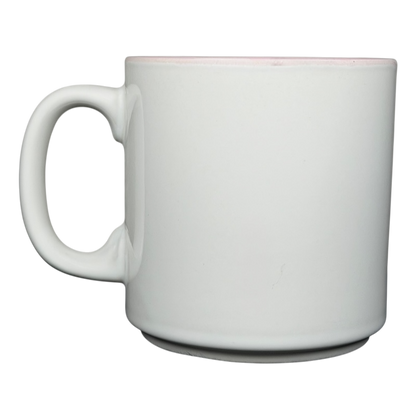 White Papel mug featuring vintage Marilyn poetry design with a simple handle