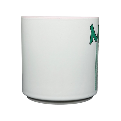 Papel Marilyn poetry mug vintage with elegant green lettering on a white base