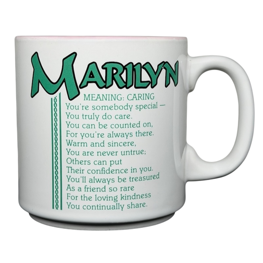 Marilyn poetry mug vintage featuring heartfelt poem about caring and friendship
