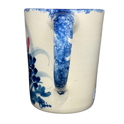 Texas Bluebonnet Pottery Mug Marshall Brand with a vibrant blue and white floral design