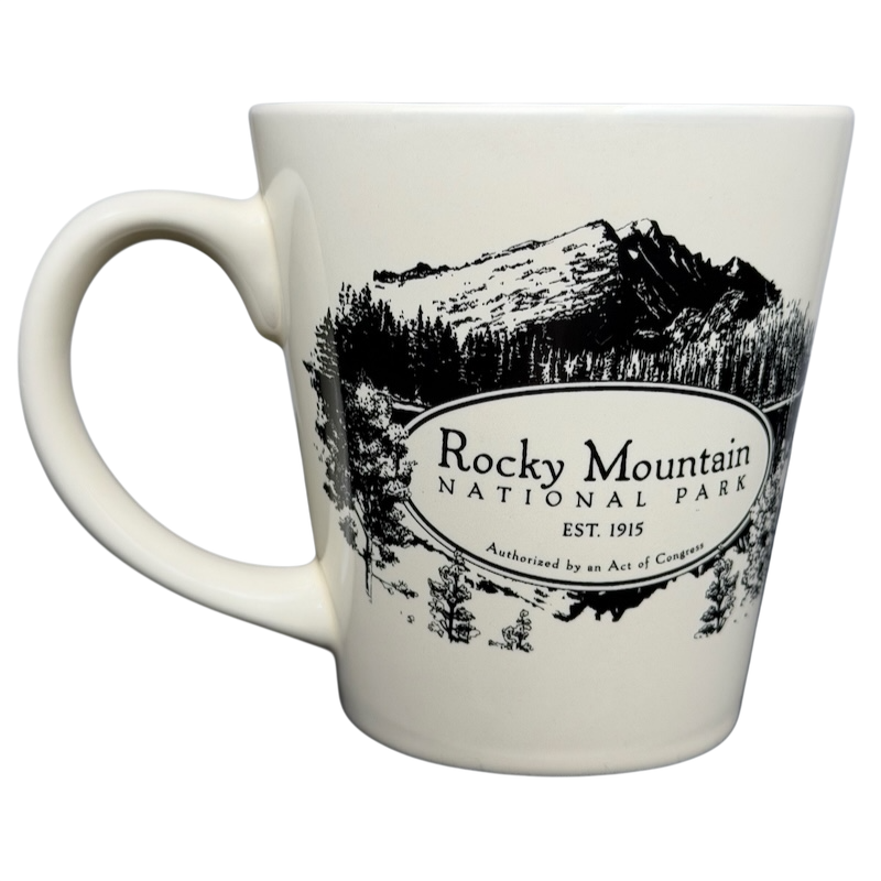 Rocky Mountain National Park Mug McGovern And Company featuring a scenic mountain design and established date