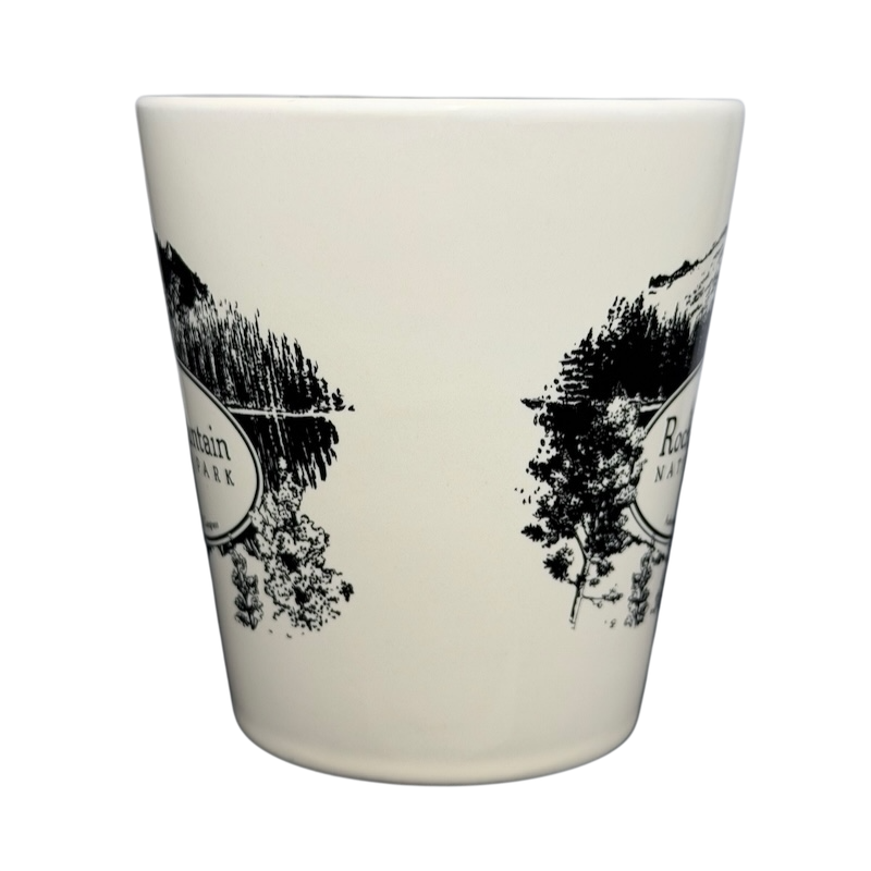 Rocky Mountain National Park Mug McGovern And Company featuring a scenic black and white design