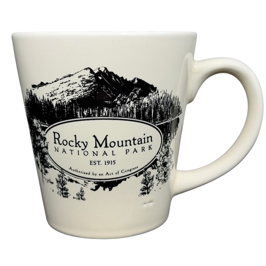 Rocky Mountain National Park Mug McGovern And Company featuring scenic mountain design and established date