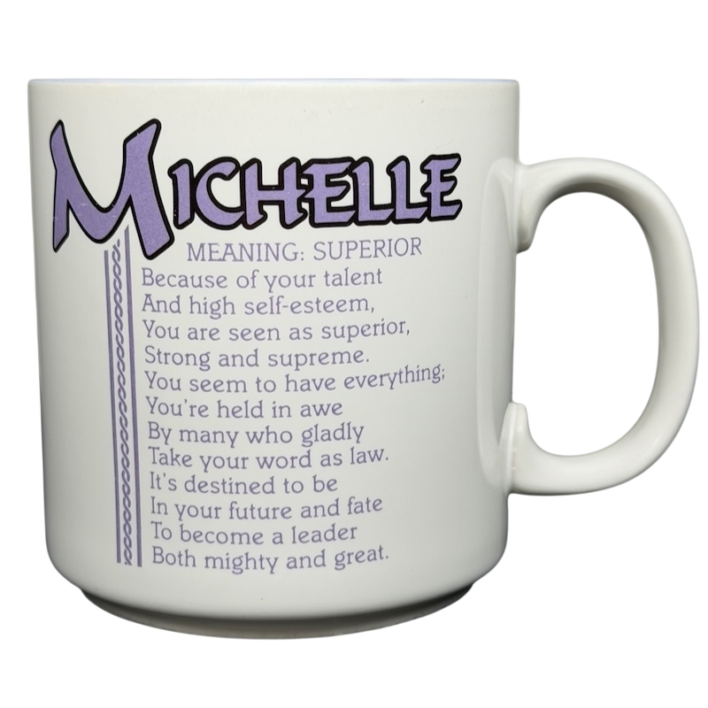 MICHELLE Poetry Name Mug Papel featuring the definition of Michelle with artistic font and design