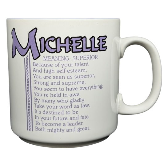 MICHELLE Poetry Name Mug Papel featuring the definition of Michelle with artistic font and design