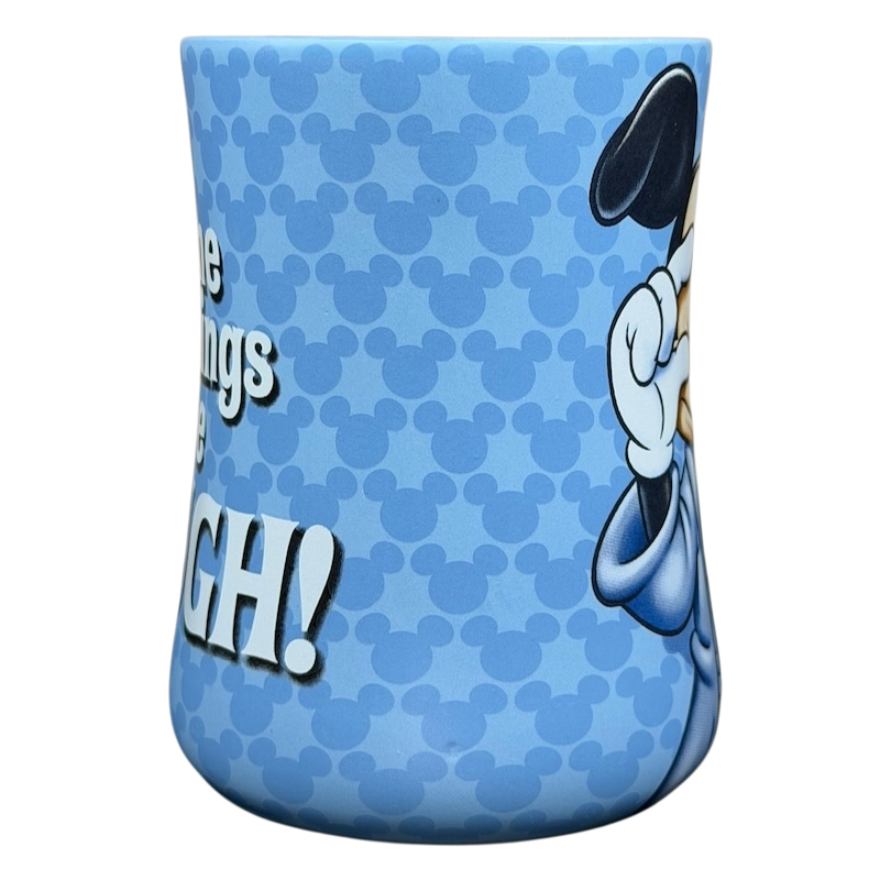 Disney Mickey Mouse collectible mornings mug in blue featuring playful design and Mickey's expressive pose