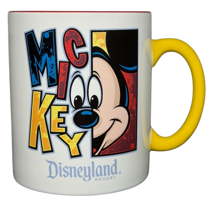 Disney Mickey Mouse Disneyland graphic font mug featuring colorful lettering and a playful Mickey design