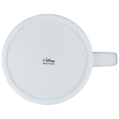 Bottom view of Disney Mickey Mouse Disneyland graphic font mug with a clean white finish
