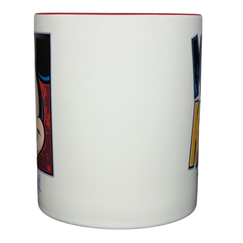 Disney Mickey Mouse Disneyland graphic font mug featuring vibrant colors and playful design