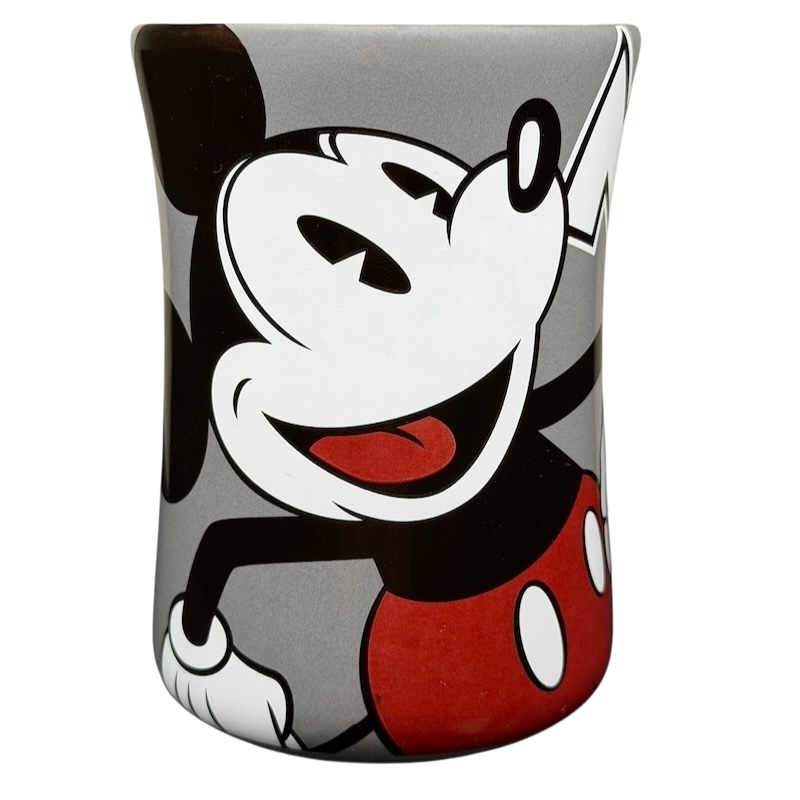 Disney Mickey Mouse MM gray mug featuring a cheerful Mickey Mouse design with vibrant colors