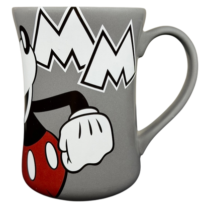 Disney Mickey Mouse MM gray mug featuring a classic Mickey design with vibrant colors