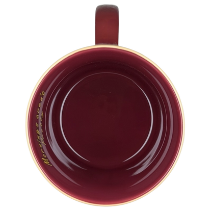 Inside view of Disney Mickey Mouse Mornings Aren't Pretty jumbo mug with a maroon interior